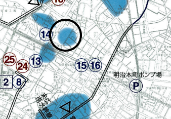 平成9年9月、平成11年6月、平成11年7月、平成12年9月の4洪水の浸水実績がわかるマップ