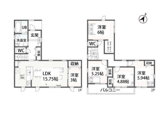 碧南市堀方町新築分譲平面図1号棟-540