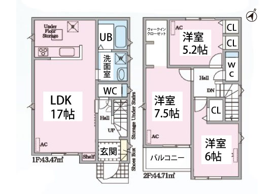 安城市里町新築分譲1号棟 平面図-540