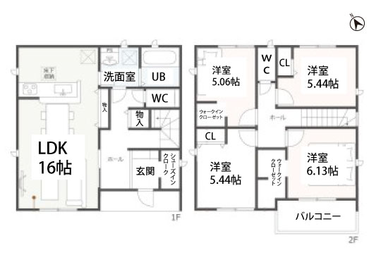 碧南市住吉町新築分譲1号棟平面図-540