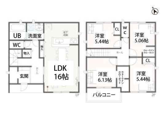 知立市牛田町新築分譲 1号棟 平面図-540
