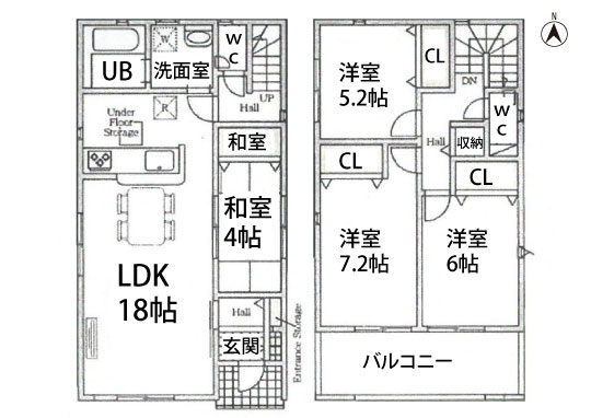 高浜市稗田町新築分譲1号棟平面図-540