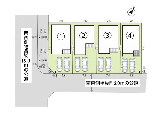 高浜市沢渡町新築分譲配置図-540