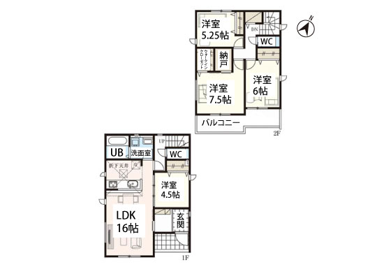 高浜市沢渡町新築分譲3号棟平面図-540