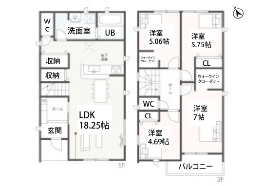 知立市牛田町新築分譲 3号棟 平面図-540