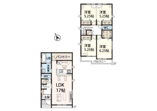 碧南市六軒町新築分譲1号棟平面図-540